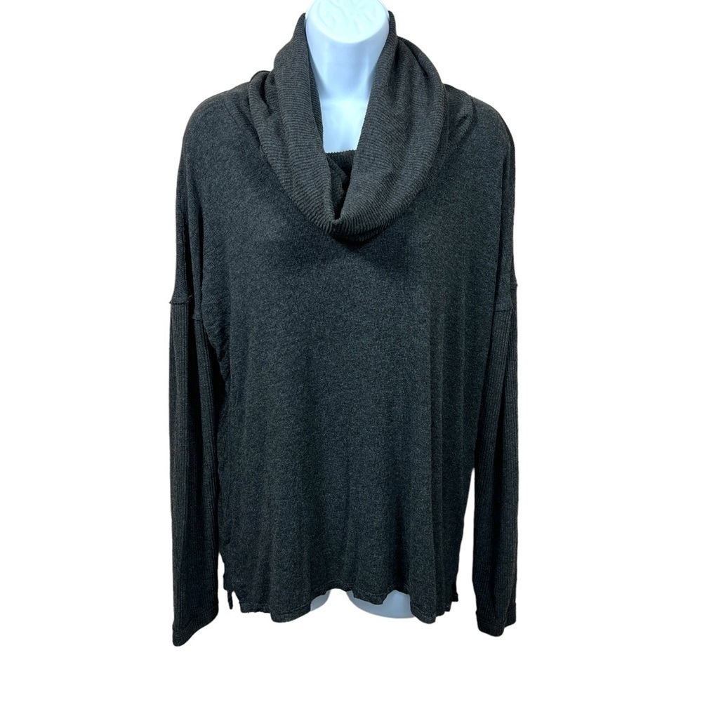 Small Bordeaux Dark Grey Cowl Neckline Sweater Oversized Fit Long Sleeve